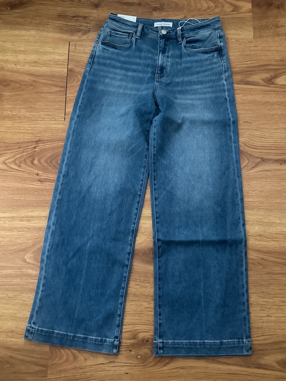 Flying Monkey Wide Leg Flare Jeans - Blue Denim - Picture 2 of 16